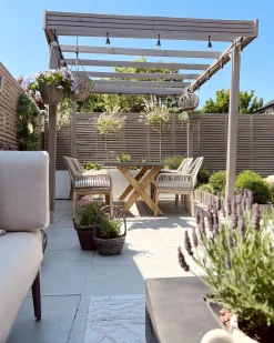 Set da pranzo da giardino 6 posti OLBIA con cuscini Beige