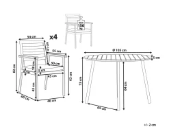 Set da pranzo da giardino 4 posti CAVOLI con cuscini Metallo Grigio