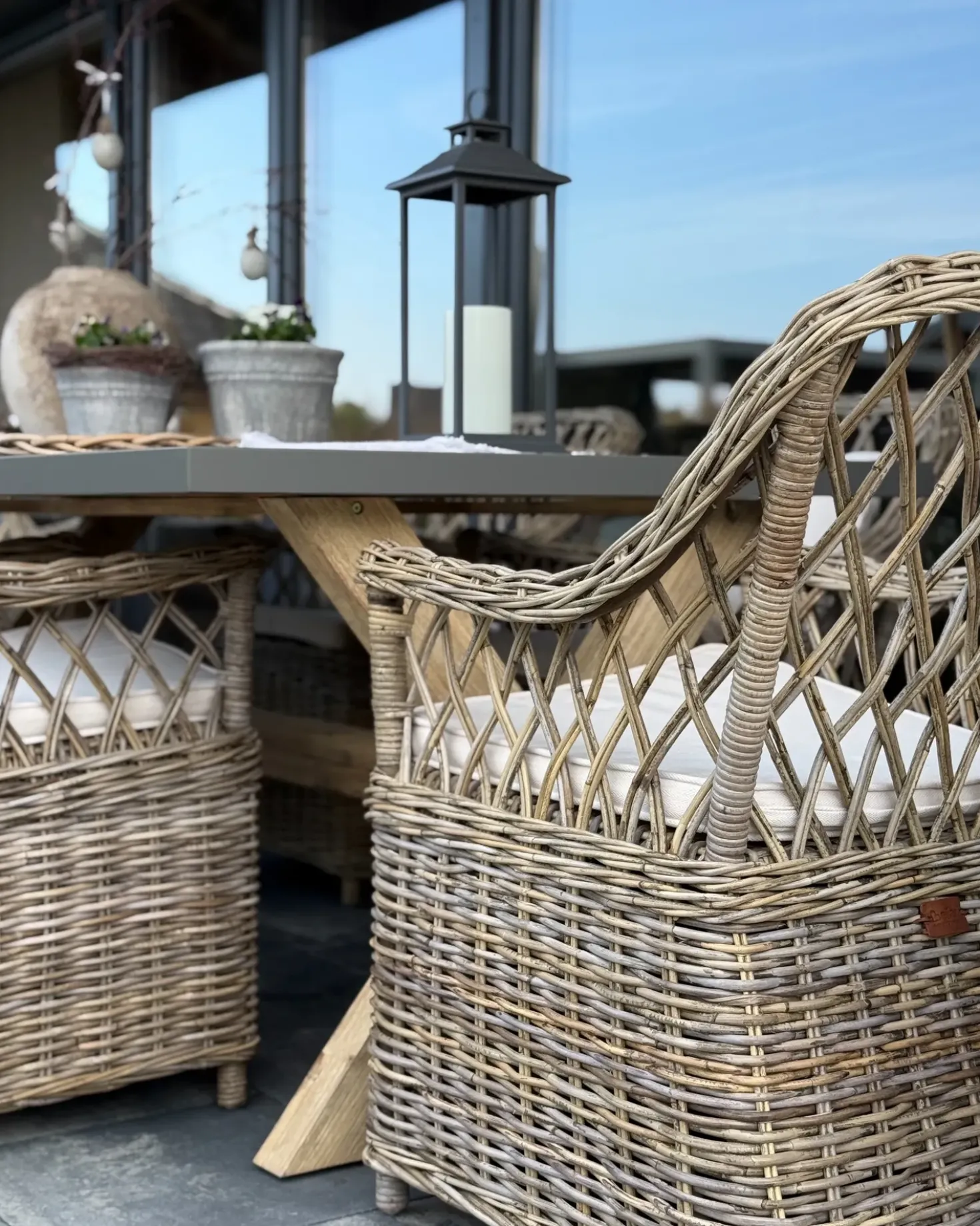 Set da pranzo da giardino 6 posti MAROS/OLBIA con cuscini Cemento Marrone chiaro