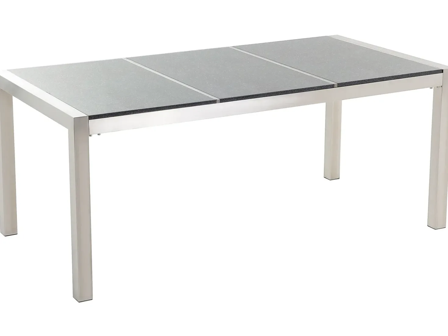 Set da pranzo da giardino 6 posti GROSSETO Piastra tripla Granito Lucido Grigio/Bianco