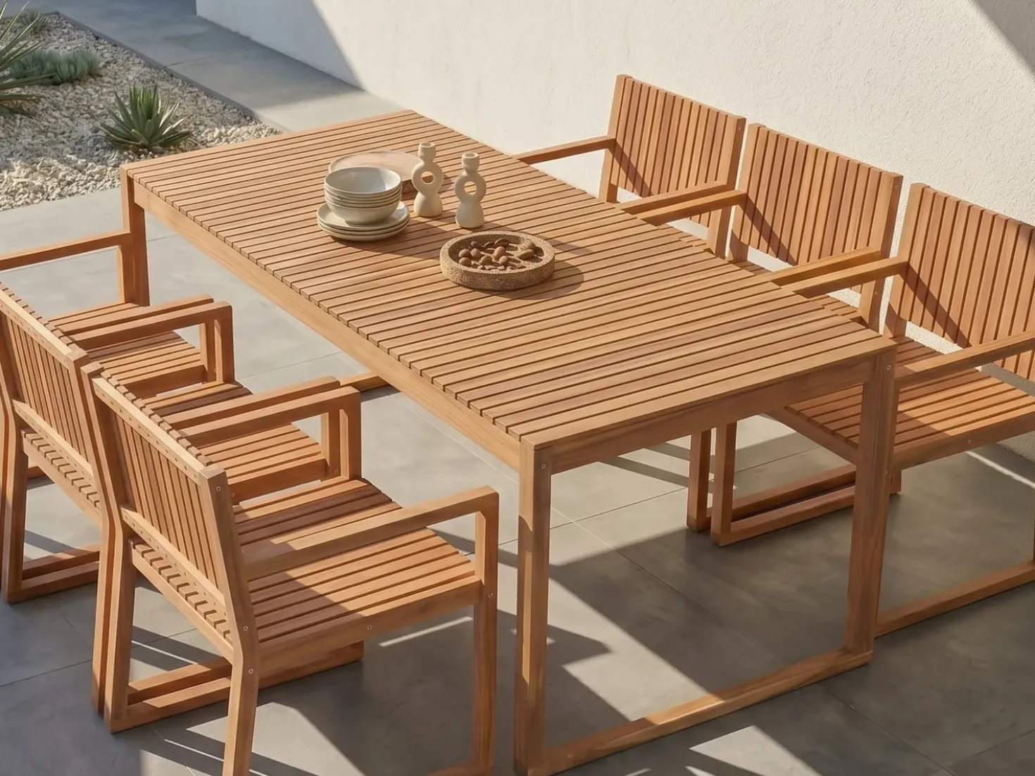 Set da pranzo da giardino 6 posti SASSARI II Legno di acacia certificato Marrone chiaro