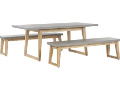 Set da pranzo da giardino con panche 6 posti ORIA Cemento Grigio