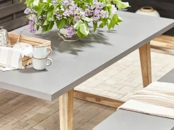 Set da pranzo da giardino con panche 6 posti ORIA Cemento Grigio