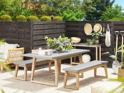 Set da pranzo da giardino con panche 6 posti ORIA Cemento Grigio