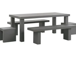 Set da pranzo da giardino con panche e sgabelli 6 posti TARANTO Cemento Grigio