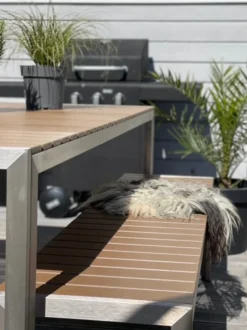 Set da pranzo da giardino con panche 6 posti NARDO Marrone