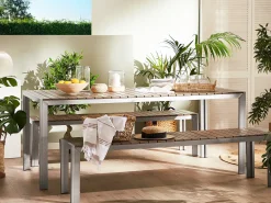 Set da pranzo da giardino con panche 6 posti NARDO Marrone