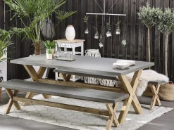 Set da pranzo da giardino con panche 6 posti OLBIA Cemento Grigio