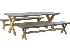 Set da pranzo da giardino con panche 6 posti OLBIA Cemento Grigio