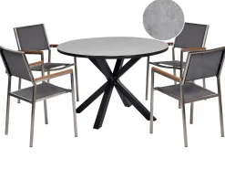 Set da pranzo da giardino 4 posti MALETTO/GROSSETO Metallo Effetto marmo Grigio