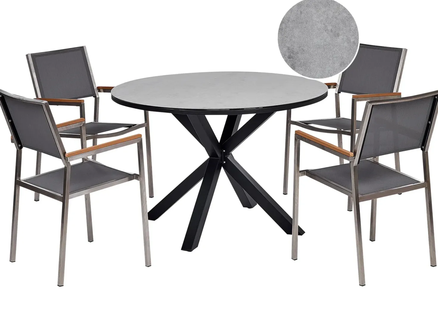 Set da pranzo da giardino 4 posti MALETTO/GROSSETO Metallo Effetto marmo Grigio