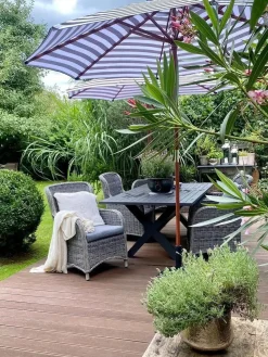 Set da pranzo da giardino 6 posti CASCAIS con cuscini Rattan sintetico (PE) Grigio