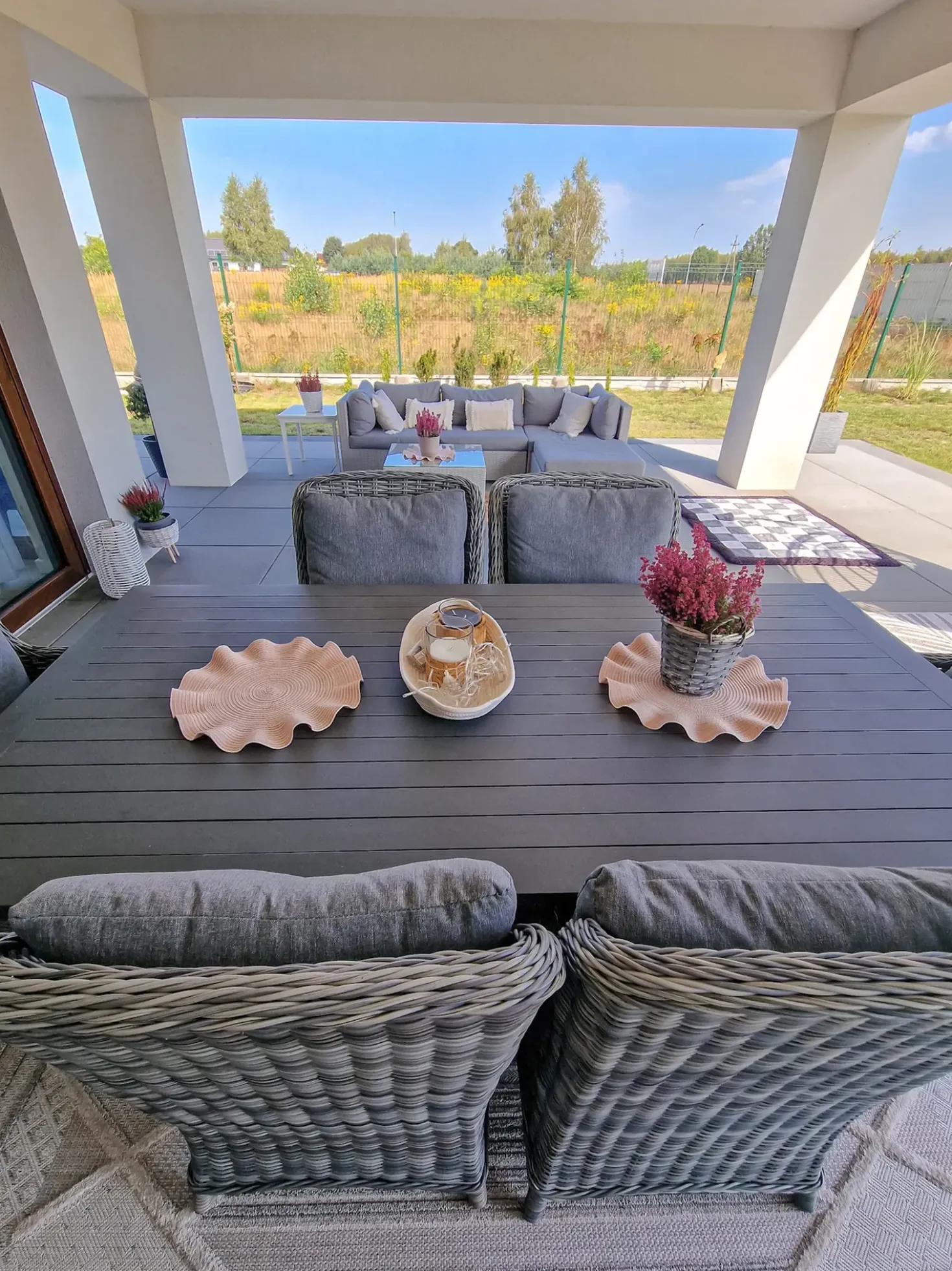 Set da pranzo da giardino 6 posti CASCAIS con cuscini Rattan sintetico (PE) Grigio