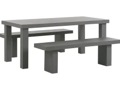 Set da pranzo da giardino con panche 4 posti TARANTO Cemento Grigio