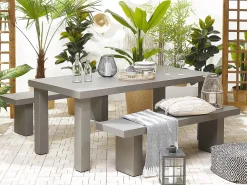 Set da pranzo da giardino con panche 4 posti TARANTO Cemento Grigio
