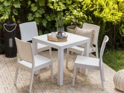 Set da pranzo da giardino 4 posti FOSSANO Bianco
