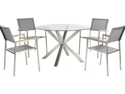 Set da pranzo da giardino 4 posti MALETTO/GROSSETO Acciaio inox Argento