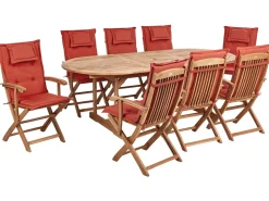 Set da pranzo da giardino 8 posti MAUI II con Ombrellone Legno d'acacia Rosso scuro