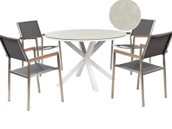 Set da pranzo da giardino 4 posti MALETTO/GROSSETO Metallo Effetto marmo Grigio/Beige