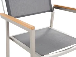 Set da pranzo da giardino 4 posti MALETTO/GROSSETO Metallo Effetto marmo Grigio/Beige