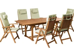 Set da pranzo da giardino 6 posti JAVA PREMIUM Legno d'acacia Verde