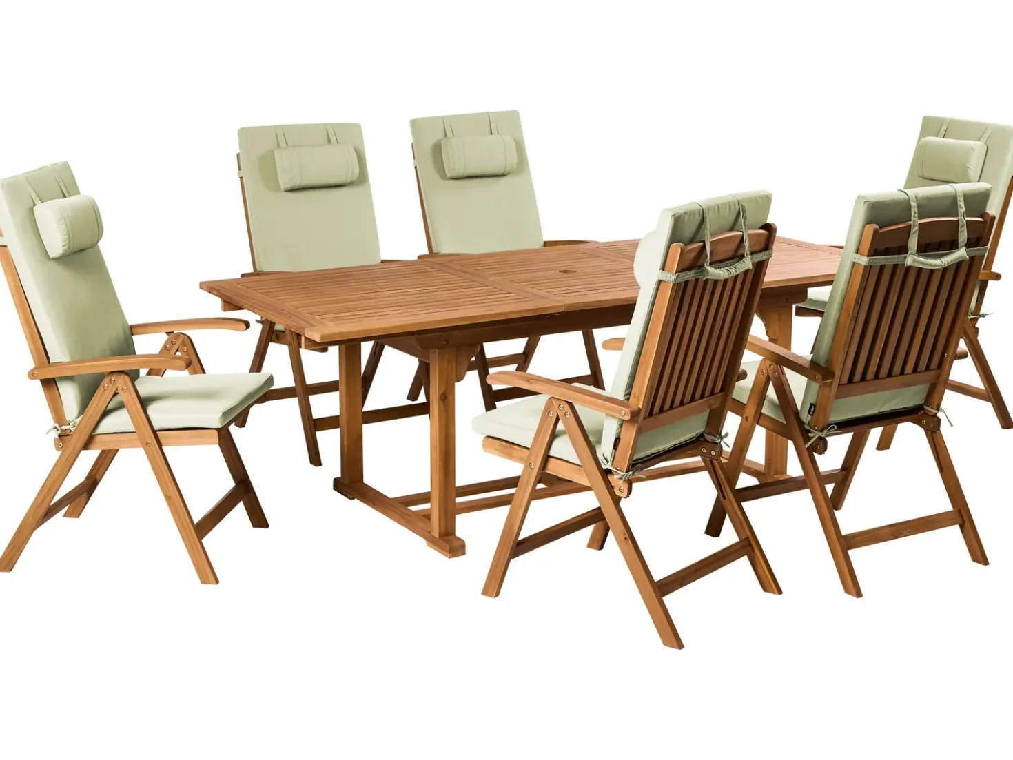 Set da pranzo da giardino 6 posti JAVA PREMIUM Legno d'acacia Verde