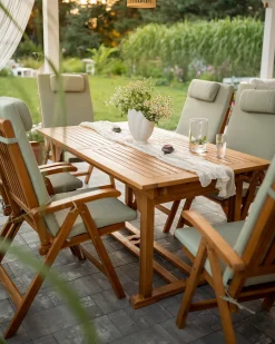 Set da pranzo da giardino 6 posti JAVA PREMIUM Legno d'acacia Verde