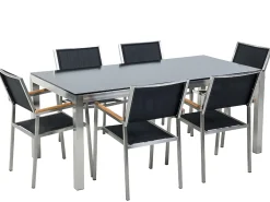 Set da pranzo da giardino 6 posti GROSSETO Vetro temperato Nero