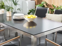 Set da pranzo da giardino 6 posti GROSSETO Vetro temperato Nero