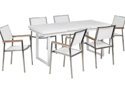 Set da pranzo da giardino 6 posti VALCANETTO/GROSSETO Metallo Bianco