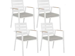 Set da pranzo da giardino 4 posti MALETTO/TAVIANO con cuscini Metallo Effetto marmo Grigio