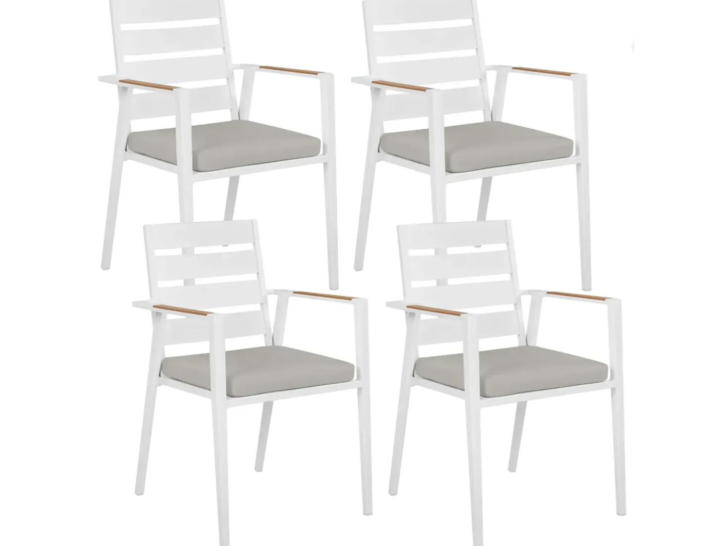 Set da pranzo da giardino 4 posti MALETTO/TAVIANO con cuscini Metallo Effetto marmo Grigio