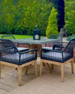 Set da pranzo da giardino 4 posti OLBIA con cuscini Cemento Nero
