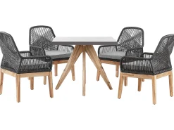 Set da pranzo da giardino 4 posti OLBIA con cuscini Cemento Nero
