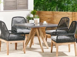Set da pranzo da giardino 4 posti OLBIA con cuscini Cemento Nero
