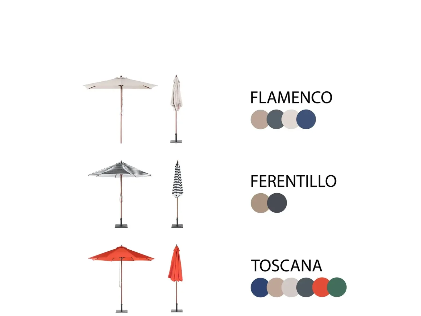 Set da pranzo da giardino 4 posti FRASSINE con Ombrellone (12 opzioni) Legno d'acacia Naturale