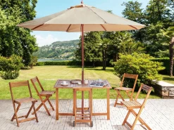 Set da pranzo da giardino 4 posti FRASSINE con Ombrellone (12 opzioni) Legno d'acacia Naturale