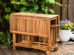 Set da pranzo da giardino 4 posti FRASSINE con Ombrellone (12 opzioni) Legno d'acacia Naturale