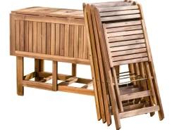 Set da pranzo da giardino 4 posti FRASSINE con Ombrellone (12 opzioni) Legno d'acacia Naturale