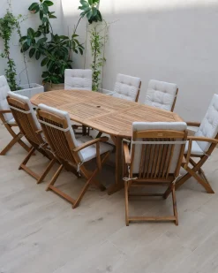Set da pranzo da giardino 8 posti MAUI PREMIUM Legno d'acacia Beige chiaro
