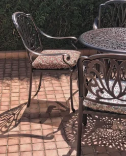 Set da pranzo da giardino 4 posti ANCONA con cuscini Metallo Marrone scuro