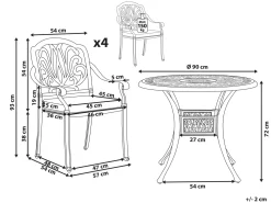 Set da pranzo da giardino 4 posti ANCONA con cuscini Metallo Marrone scuro