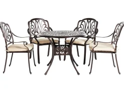 Set da pranzo da giardino 4 posti ANCONA con cuscini Metallo Marrone scuro
