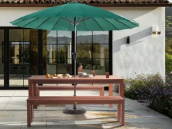 Set da pranzo da giardino con panche 6 posti TUSCANIA Legno d'eucalipto Marrone scuro