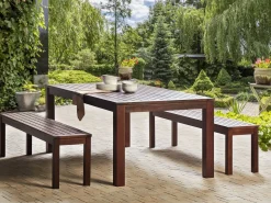 Set da pranzo da giardino con panche 6 posti TUSCANIA Legno d'eucalipto Marrone scuro