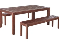 Set da pranzo da giardino con panche 6 posti TUSCANIA Legno d'eucalipto Marrone scuro