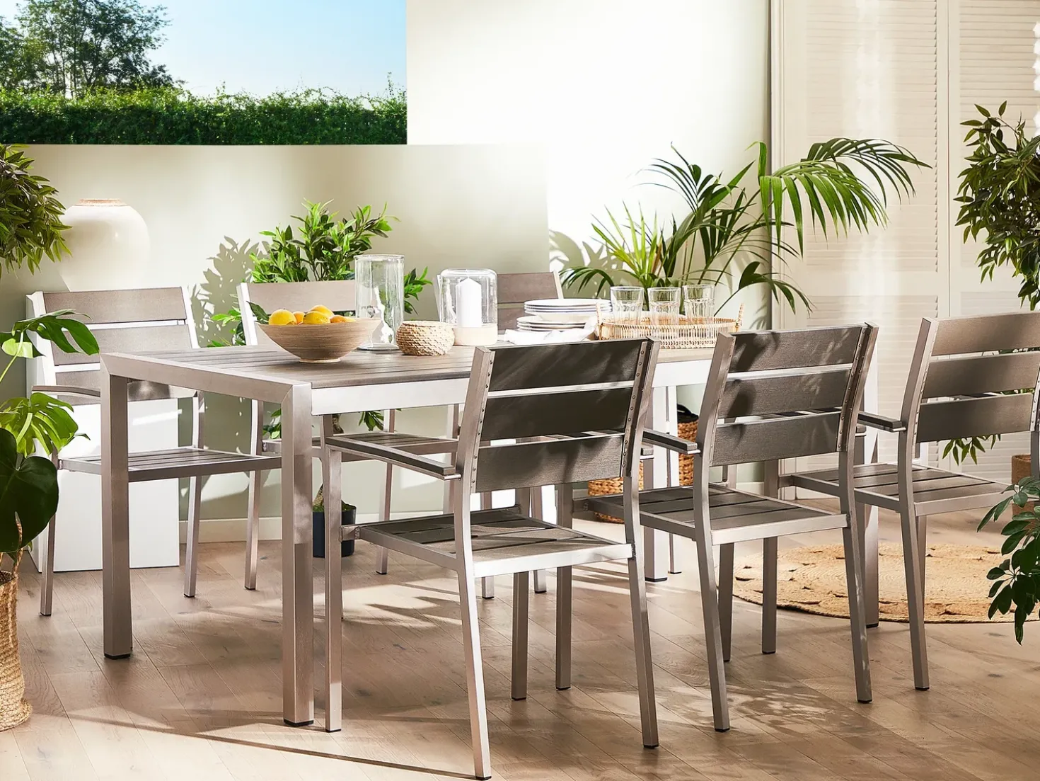 Set da pranzo da giardino 6 posti VERNIO Grigio