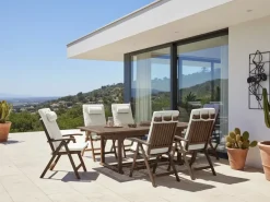 Set da pranzo da giardino 6 posti AMANTEA PREMIUM Legno d'acacia Bianco sporco
