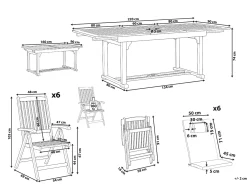 Set da pranzo da giardino 6 posti AMANTEA PREMIUM Legno d'acacia Bianco sporco