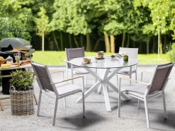 Set da pranzo da giardino 4 posti MALETTO/BUSSETO Metallo Bianco